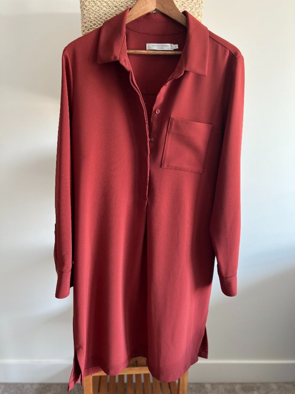 Contemporaine silky shirt dress in burnt orange